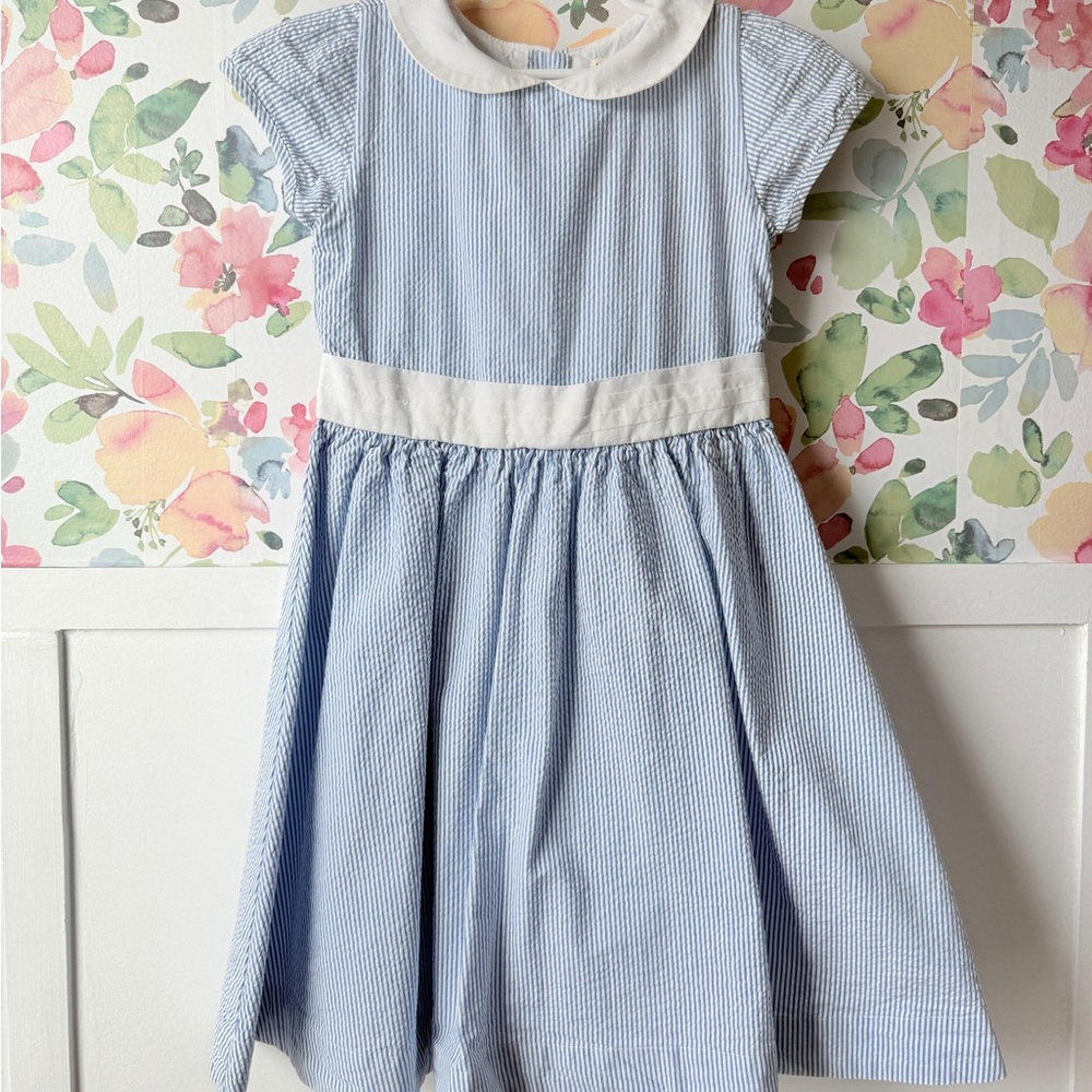 HOPE & HENRY - Organic Seersucker Peter Pan Collar Dress